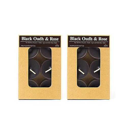 Image of AuraDecor Scented Soy Wax Acrylic Tealight Candle, Organic Luxury Aroma, Aromatic /Aromatherapy Candle || Long Lasting Burning Time (Pack of 1, Black Oudh & ROS)