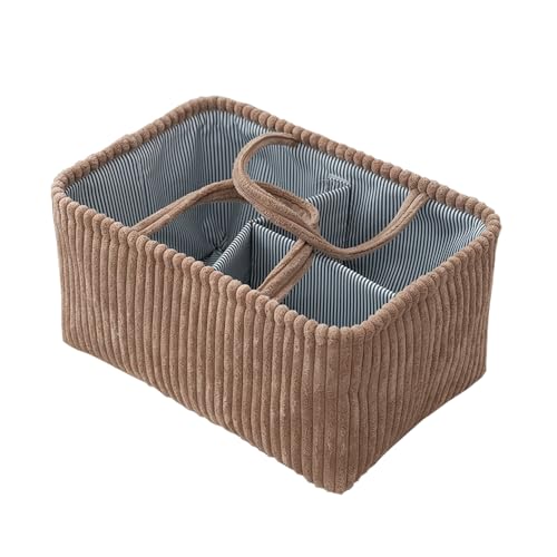 MOMIGO Baby Diaper Caddy Organizer - Stylish Weaving Nursery Storage Basket for Diapers and Baby Wipes, Diaper Stacker Car Organizer, newborn nursery Gift (Brown)