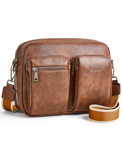 Image of Bluome Crossbody Purse for Women Multi Pocket Crossbody Bag with 3 Front Pockets Leather Shoulder Bag Everyday Travel Bag