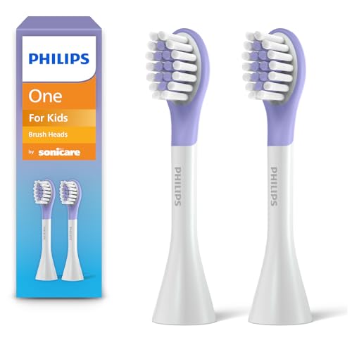 Philips One for Kids by Sonicare Replacement Brush Heads Purple for Kids Age 3+ 2 Pack Model BH1022/30