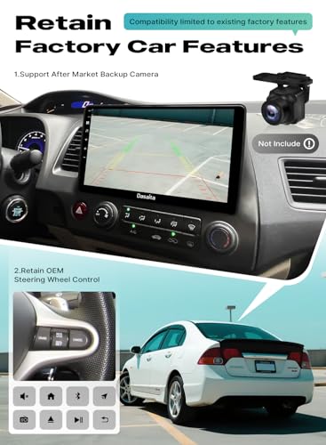 Image of Head Unit Upgrade for Honda Civic 2006-2011 | Wireless Carplay, Android Auto, 10.2 inch QLED Screen, 4G LTE /5G WiFi, BT5.0, AM /FM Radio, 8+256 Stereo, Octa-core, Plug and Play