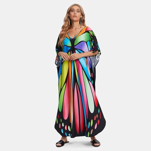 Robe caftan de plage imprimé papillon idéale pour l'été - 5