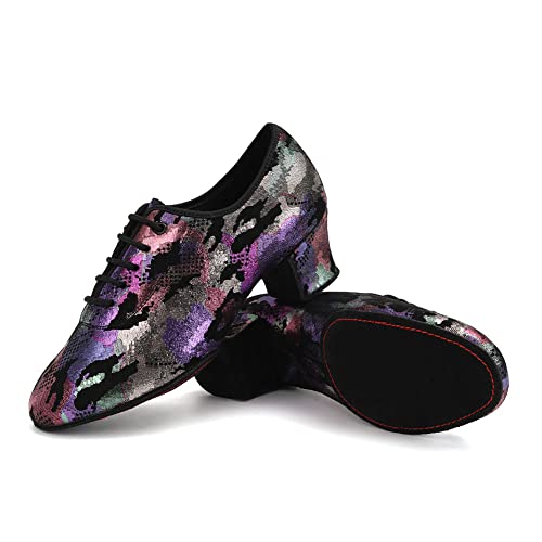 SWDZM Men&Women Ballroom Dance Shoes Lace up Modern Latin Salsa Performance Practice Dancing Shoes4