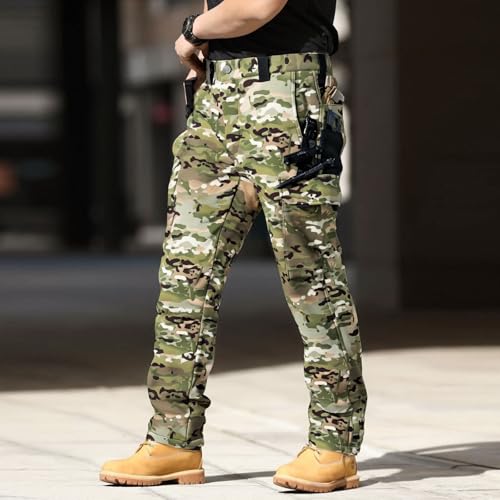 Tactical Pants for Men Fleece Waterproof Ripstop Cargo Sweatpants Outdoor Thermal Hiking Work Trousers2