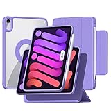 ZENLU iPad mini 6th 7th Generation Case Removable Magnetic Folio Cover, Premium PU Leather, Multiple Angles Stand, Pencil Slot Charging Support, Full Protective Case for 8.3" iPad mini 6 7 (Purple)