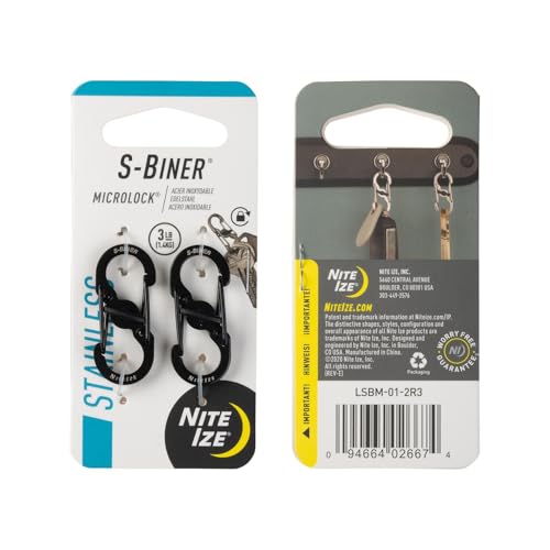 Nite Ize Karabiner S-Biner MicroLock 2 Stk, schwarz, NI-LSBM-01-2R3