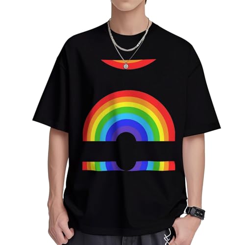 T-shirt imprimé arc-en-ciel homme coupe classique col rond coton