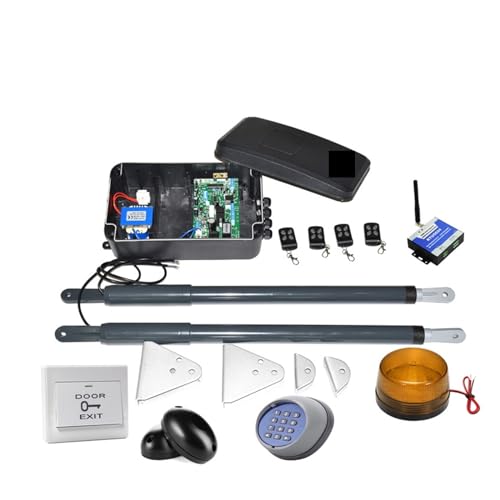 Automatic Sliding Gate Opener, 12VDC 220VAC Swing Gate Motor Telescopic Motorization Kit For Double Leaf Gate Support Back-up Battery Y Solar Powered Security System Kit for Sliding Gate(Kit10 2G vers