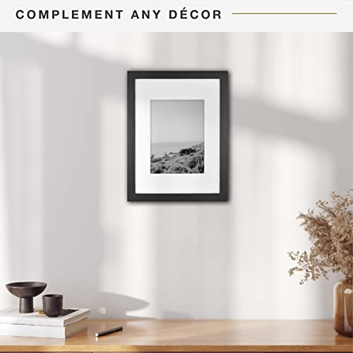 Image of MCS Gallery Wooden Picture Frame for Canvas, Art Boards, Photos and more, Black, 9x12 with 6x8 Mat