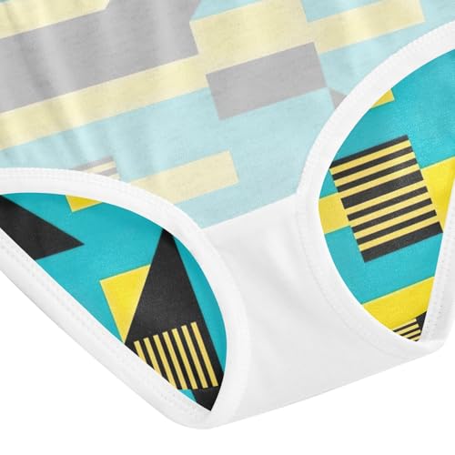 Toddler Girl Panties, Geometric Stripes Turquoise Blue Cotton Underwear for Girls, 2–8 Years4