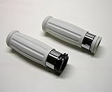 SINLEYON Mr Luckys White “Coke Bottle” Grips with Chrome Ring for 1996 Thru 2007 Harley with Stock Hand Controls, Bobber, Chopper, Vintage, Retro, Custom L6