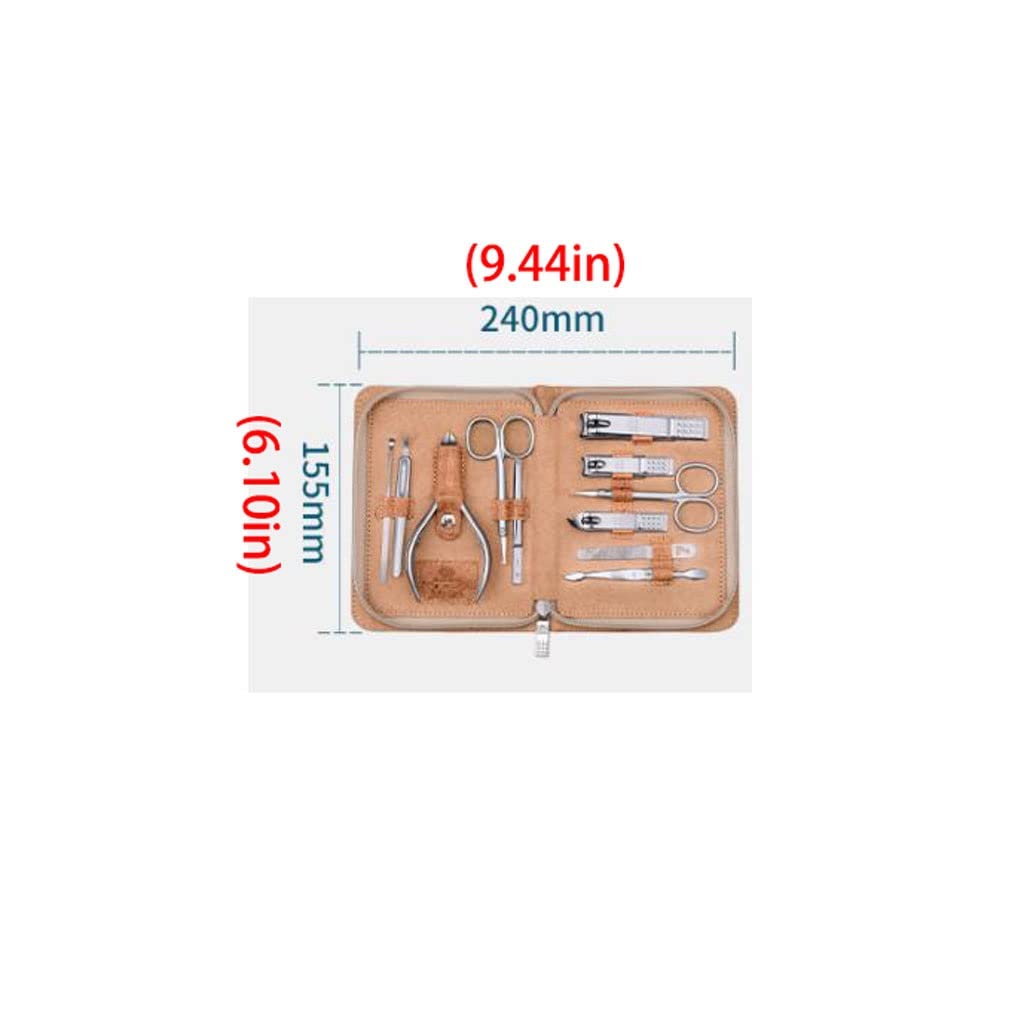 Juego de manicura, Juego de uñas, Juego de pedicura Profesional for el hogar Juego de Belleza de Viaje portátil con Estuche de Cuero de PU de Moda portátil (Juego de 11 Piezas) Kit de manicura