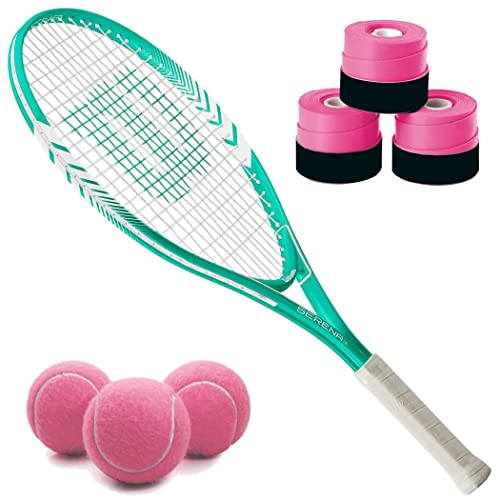 Wilson Serena Williams 23 Inch Junior Tennis Racquet Bundled With (3) Pink Overgrips And (3) Pink Tennis Balls #TOP18