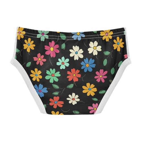 Wusikd Colorful Flower Boys' Underwear Cotton Black Boys Briefs Soft Toddler Underwear 2T2
