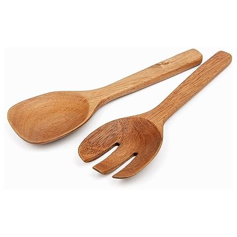 Naturoom Acacia Wood Salad Servers, 10-inch Wooden Utensils for Cooking and Kitchen - Set of 2 Cover