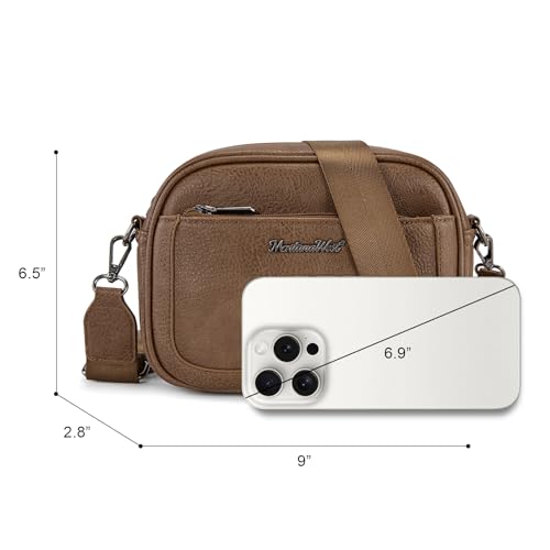 Image of Montana West Crossbody Bags for Women Cow Print Purse Triple Zip Shoulder Handbags with Wide Strap