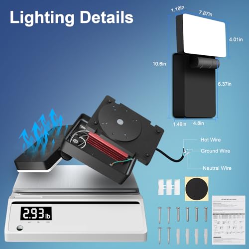 Image of ledmo 60W LED Outdoor Wall Light Switch Control 350 Horizontal /180 Vertical LED Exterior Wall Lights Modern Neighbor Friendly Adjustable Exterior Flood Lighting 5000k for Upper Areas Yard Porch