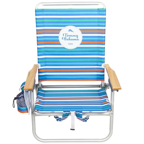 Image of Tommy Bahama 4-Position Extended seat Height Easy in-Easy Out Folding Backpack Beach Chair