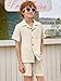 Haloumoning Boys 2 Pieces Summer Outfits Beach Short Sleeve Button Down Shirts and Shorts Vacation Texture Sets for Kids