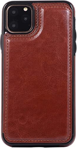 Étui antichoc iPhone 12 étui portefeuille en cuir PU marron contre les rayures