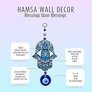 Hamsa Blue Good Luck Hand-Shaped Home Blessing Wall Hanging Decor Evil Eye Protection Amulet Hamsa Blue Good Luck Hand Shaped Home Blessing Wall Hanging Decor Evil Eye Protection Amulet