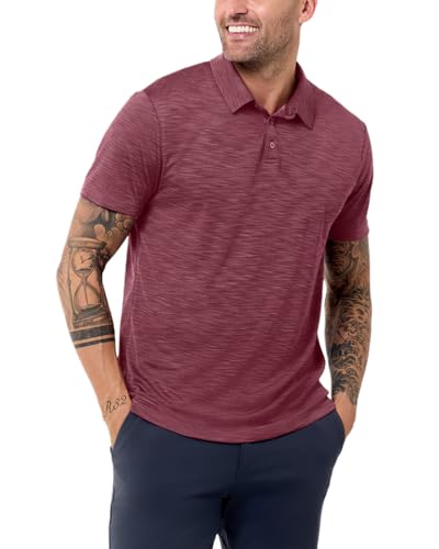 INTO THE AM Performance Dri Fit Poloshirts für Herren, S-4XL, schnell trocknend, feuchtigkeitsableitend, athletischer Sportkragen, Arbeitshemden, Single - A Non-branded - Maroon, Klein