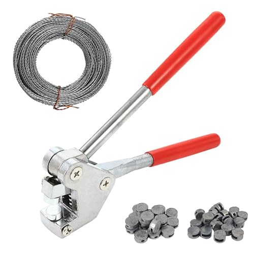 Juego de Alicates para Precintar, con 40 Sellos Redondos y 3 m de Cable Sellado, Alicate de Precintar para Precintos Redondos de 8 a 10 mm, para Contadores de Agua de Electricidad y Equipos Logísticos