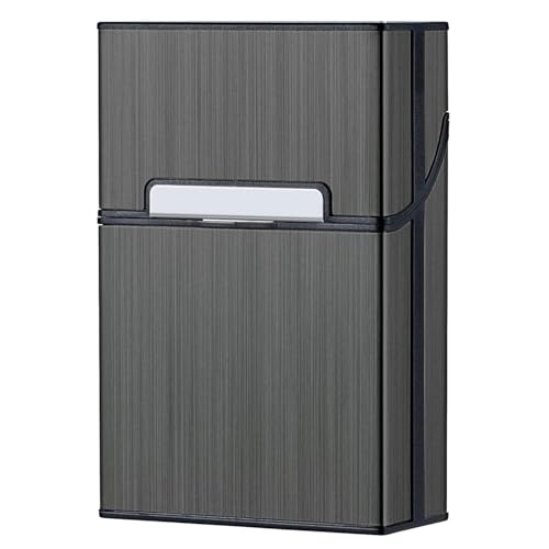 Image of Metal Cigarette Case,Cigarette Holder,Magnetic Opening Closure,Holds 20 Cigarettes (Black)