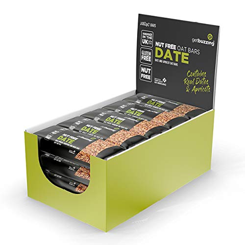 Getbuzzing Nut Free Oat Flapjack Healthy Snack Energy Bars Running Gym Cycling Made in the UK Date Pack of