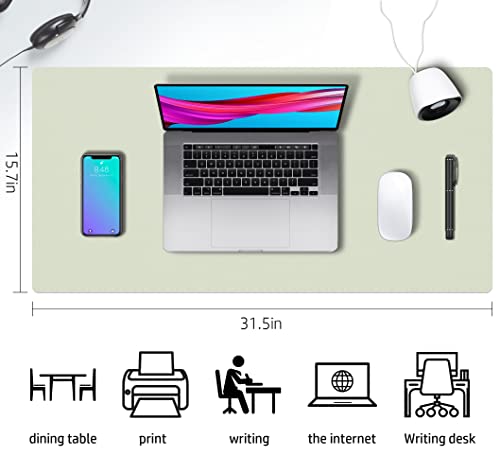 Image of Aothia Double-Sided PU Leather Desk Pad - Non-Slip Large Mouse Pad & Desk Mat for Office, Home - Waterproof, Easy to Clean, Durable Dual-Sided Surface (31.5 inch x 15.7 inch, Matcha Green)