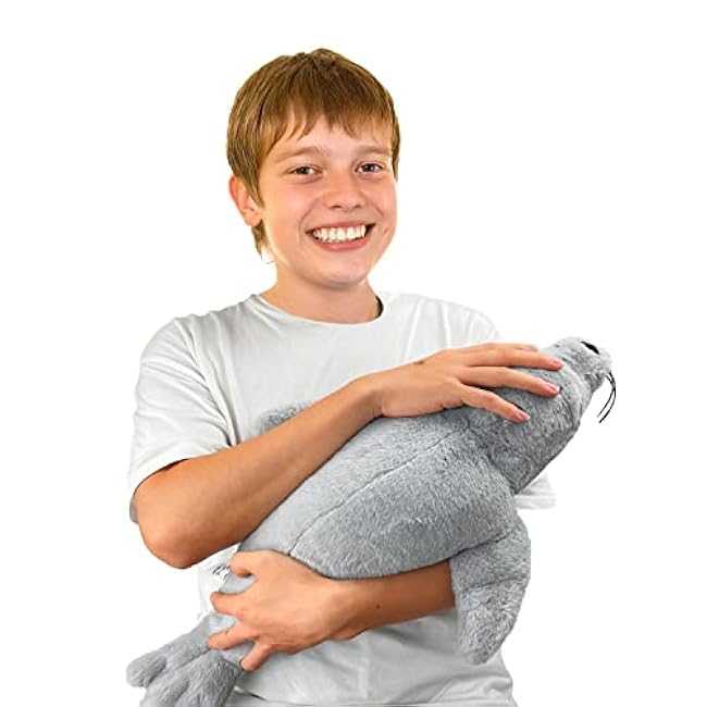 CSVBTRF Weighted Stuffed Animals, 2 lb, 23 Seal Plush Gift for Kids - Grey Hug Seal Plush Animals