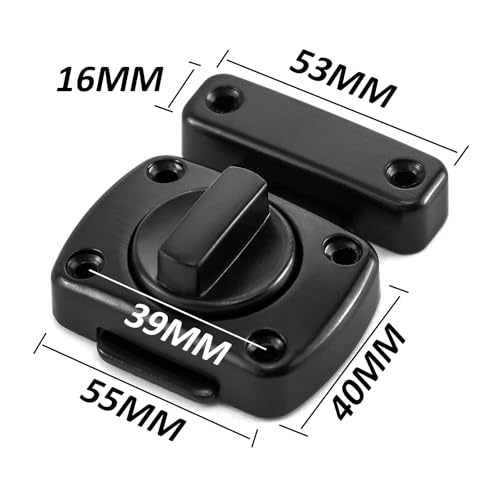 Door Lock Door Bolts for Internal Doors Door Latches for Bathroom Bedroom Cupboard Cabinet Window Barns Garage Pet Gate Loft Hatch Garden Office Kitchen Hotel Front Door Bolt for All Doors (Black) - Image 2