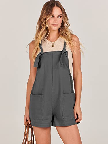 Anrabess Rompers For Women Shorts Jumpsuits Casual Summer Outfits Bib Overalls 2023 Fashion Comfy Clothes Sleeveless Jumpers With Pockets A911-Shenhui-M #TOP1