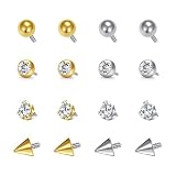 VCMART 16G Replacement Balls for Piercing Internally Threaded Body Jewelry Piercing Barbell Parts for Septum Lip Eyebrow Labret Cartilage Helix Conch Tragus Daith Piercing Jewelry 3mm Silver Gold