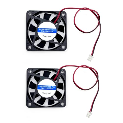 JZK 2PCS 60x60x15mm 2 pines 12V mini ventilador enfriamiento silencioso 60mm con cables 6015 6cm miniatura pequeño ventilador DC sin escobillas 12V ventilador impresora 3D ventilador disipador calor