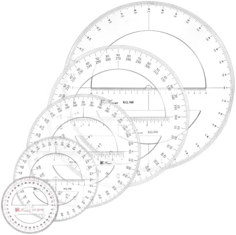 OLYCRAFT 5 Pack 360 Degree Protractor 4/6/8/10/12 Inch Clear Plas...