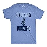 Mens Cruising and Boozing T Shirt Funny Ocean Cruise Family Vacation Drinking Graphic Tee Funny T Shirts Drinking Apparel for Men Cool Summer Short Sleeve Light Blue M