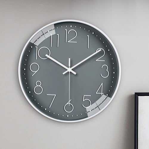 Horloge murale silencieuse ronde pour décoration de salon et bureau