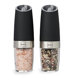 Willow & Everett Electric Salt & Pepper Grinder Set – Battery-Operated, Black & Stainless Steel