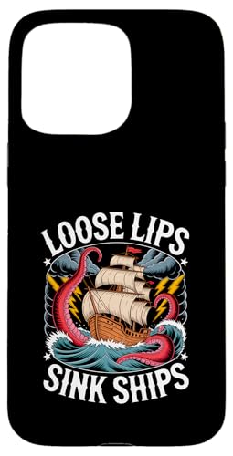 Loose Lips Sink Ships Pirate Octopus Vintage Graphic X}zP[X iPhone 15 Pro Max p