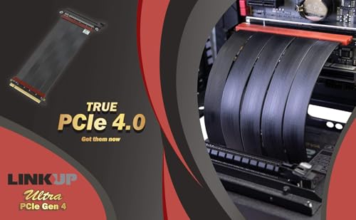 Image of LINKUP - Ultra PCIe 4.0 X16 Riser Cable (Open Box) [RTX4090 RX6950XT x570 B550 Z690 Tested] Shielded Vertical Mount Gaming PCI Express Gen4┃Straight Socket (15cm / 5.9 inch) Gen 3.0 TT Compatible┃White