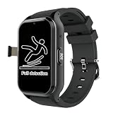 VCYEX Orologio Salvavita per Anziani, Intelligente con Rilevamento delle Cadute Bracciale SOS Anziani Salvavita, GPS E Funzione di Chiamata di Emergenza Black,5.6 * 3.3cm
