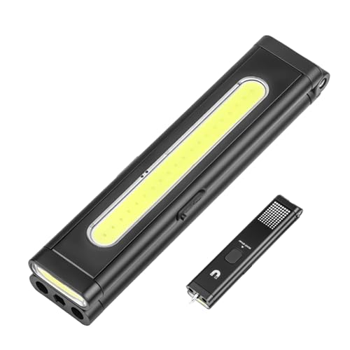 Linterna brillante de aleación de aluminio, linterna recargable de 23,5 cm, linterna LED de trabajo, linterna de camping | USB tipo C, 8 modos de luz, impermeable, plegable con regla y destornillador