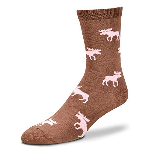 For Bare Feet Meia feminina Fbf Originals Wildlife Novelty Sock, alce rosa aleatório, média