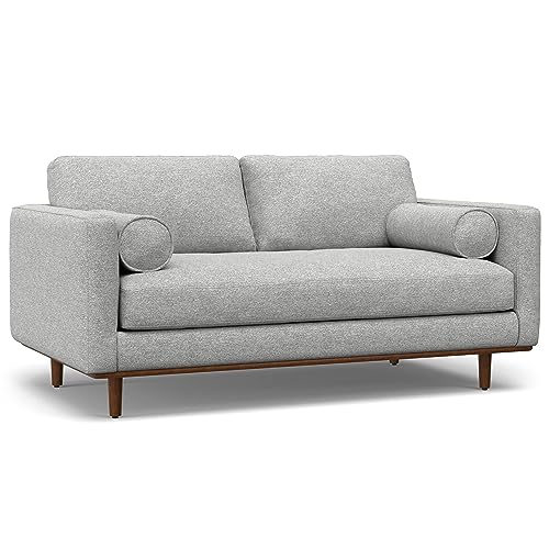 SIMPLIHOME Morrison 72-inch Wide Sofa in Mist Grey Woven-Blend Fabric, Handcrafted Mid-Century Modern Loveseat for Living Room or Family Room, Single Bench Cushion, Bolster Pillows by SIMPLIHOME - Image 7