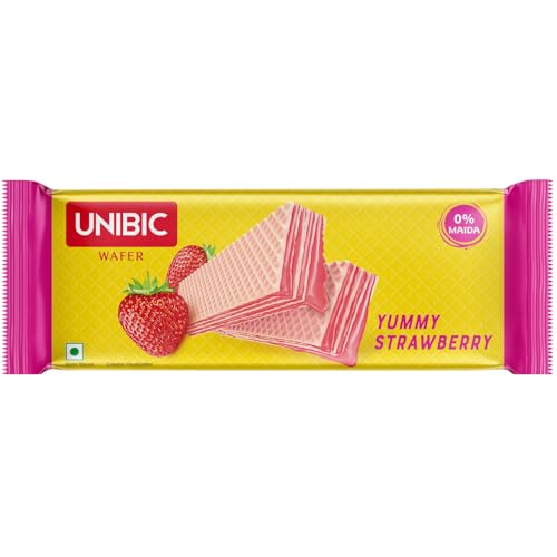 Image of Unibic Yummy Strawberry Wafers-75Gm-Sugar,Refined Wheat Flour (Maida),Edible Vegetable Oil (Coconut) & Interesterified Vegetable Fat,Dextrose,Maize Starch,Milk Solids,Maltodextrin [E1101(1)]