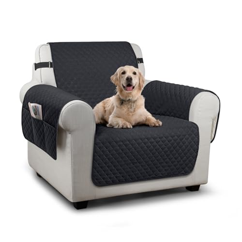 Image of TAOCOCO Sofa Slipcovers 1 Seater,Sofa Settee Covers with Storage Pockets,Non Slip Couch Covers,Washable Sofa Protector for Kids /Dogs /Pets(Black)