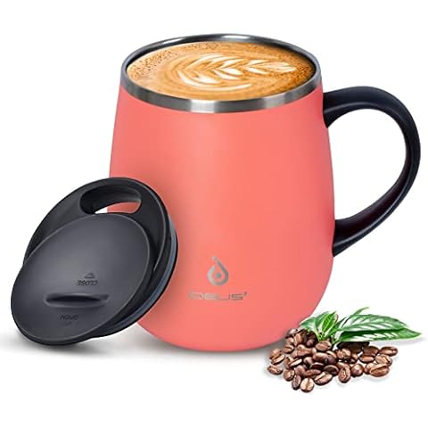 Ideus Isolierter Kaffeebecher mit Griff und Deckel Cover