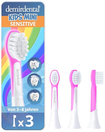 demirdental Ersatzbürsten für Kinder passend für Philips Sonicare Ersatzbürsten Kids, Compact Mini geeignet für 3-6 Jahre, entspricht HX6034 HX6033, Magenta Lila, 3er Set