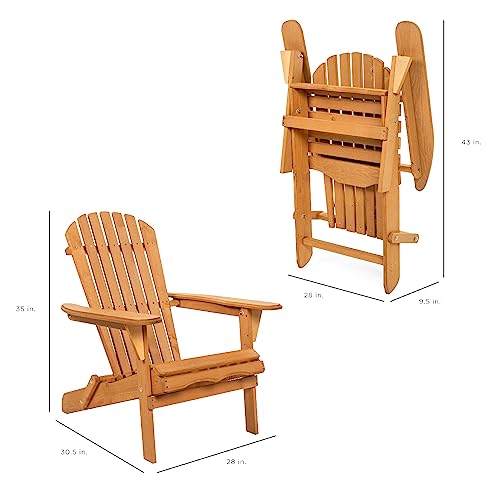 Best Choice Products PATIO CHAIR Folding Adirondack Chair Outdoor Wooden Accent Furniture Fire Pit Lounge Chairs thumb #1